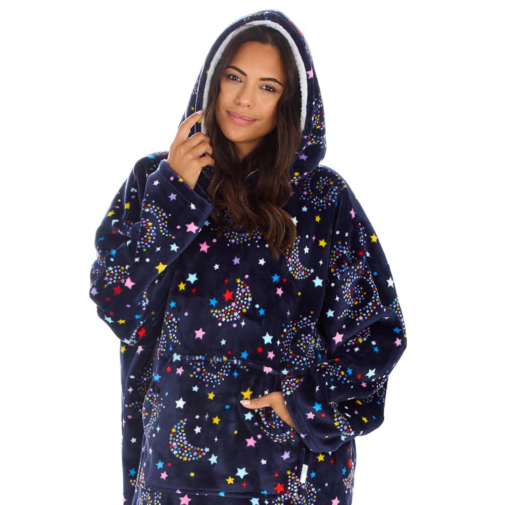 Ladies Galaxy Navy Blanket Hoodie