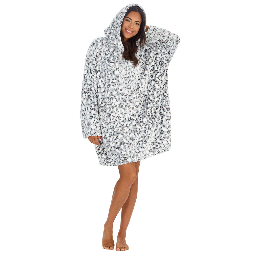 Ladies Leopard Blanket Hoodie