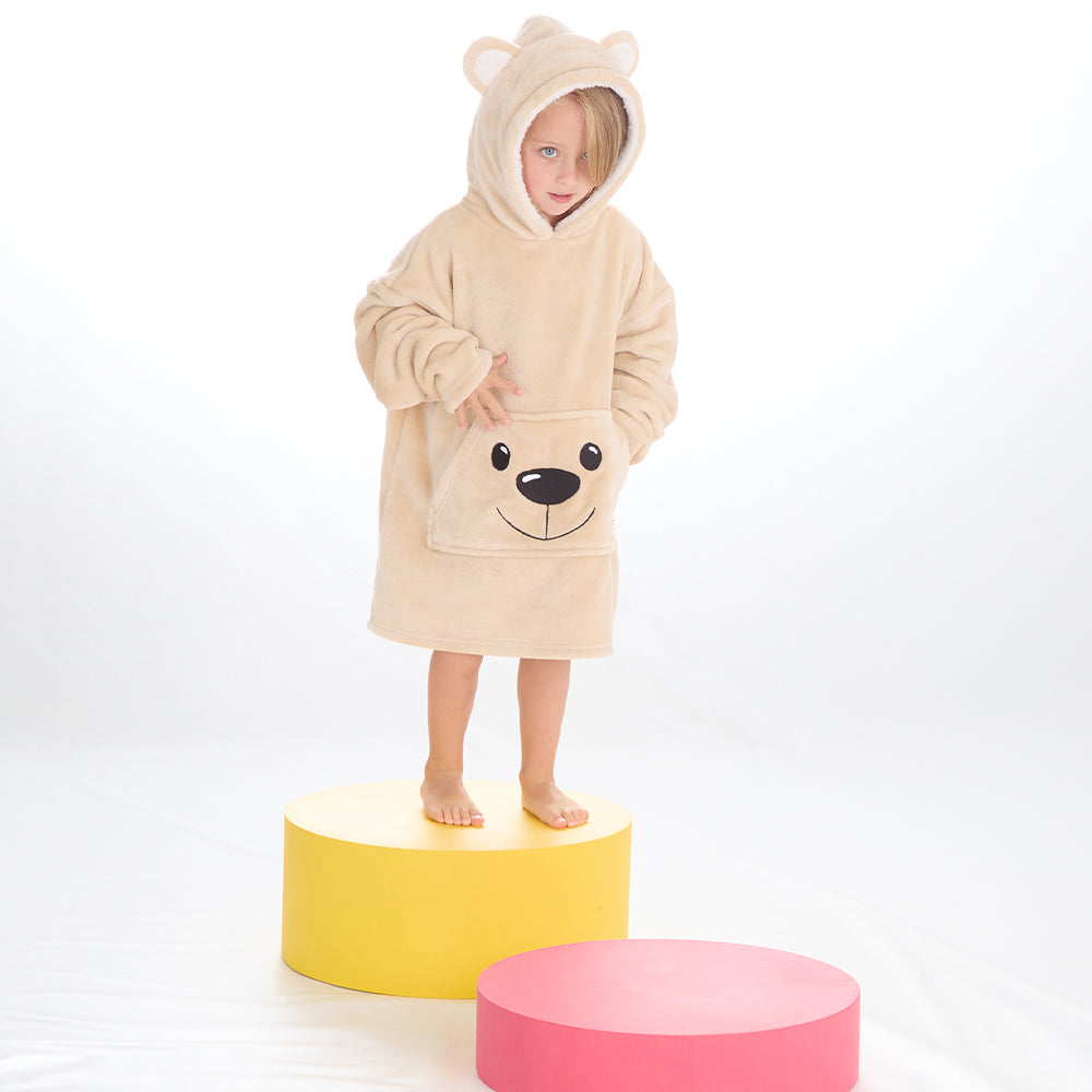 Infant Kids Teddy Bear Mini Blanket Hoodie