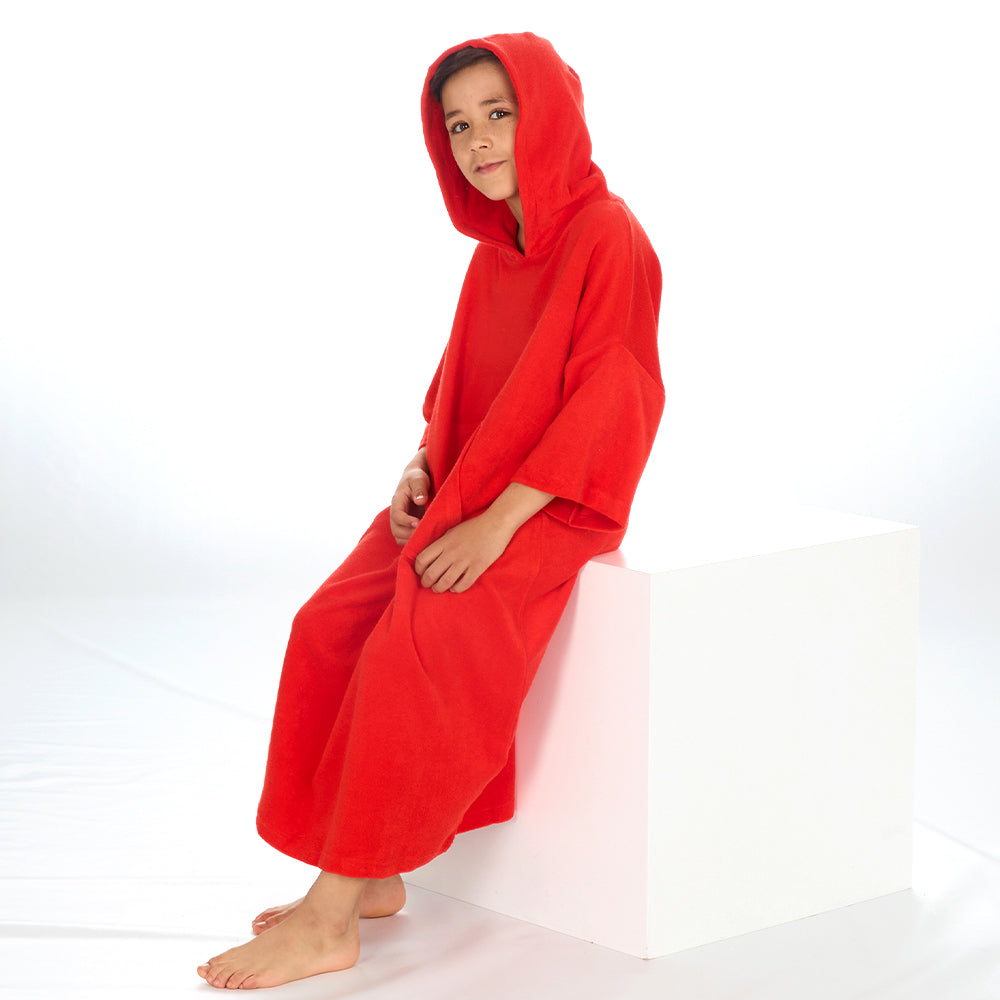 Kids Red Towel Poncho