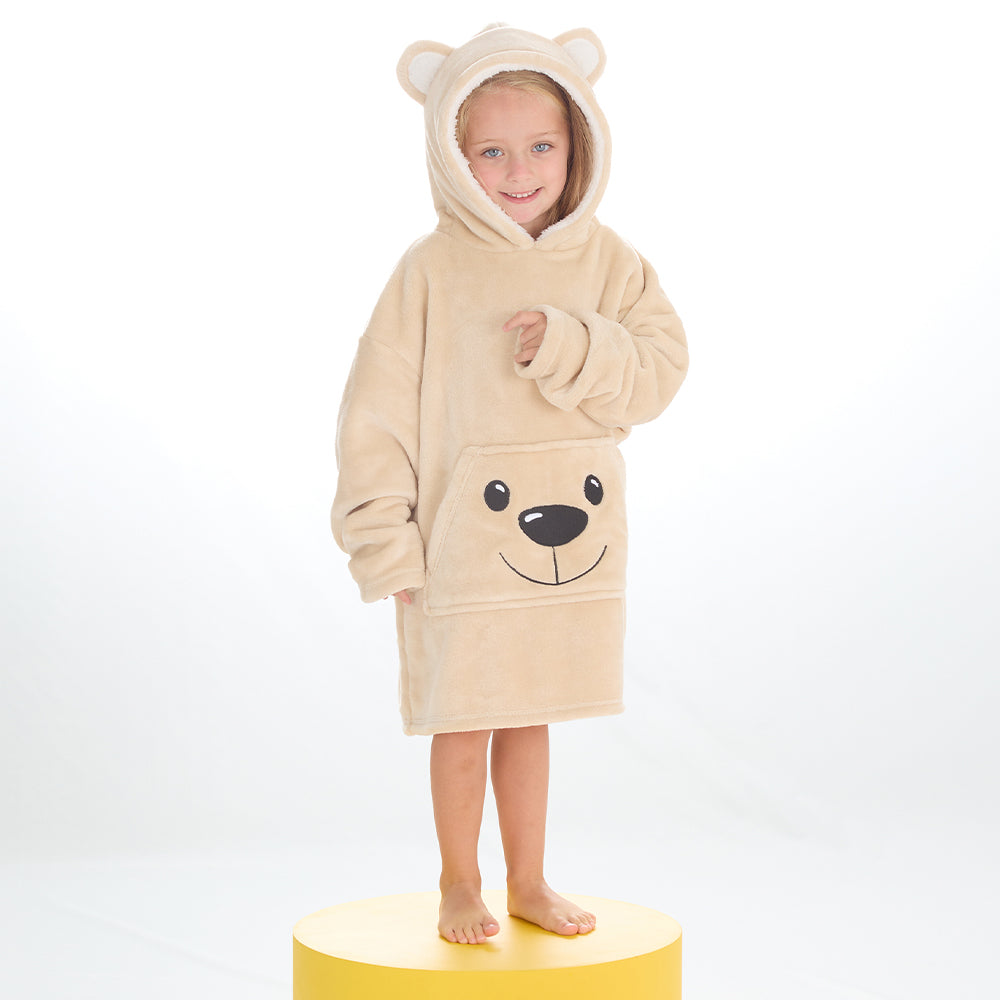 Infant Kids Teddy Bear Mini Blanket Hoodie