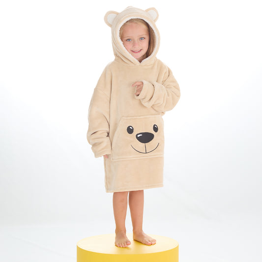 Infant Kids Teddy Bear Mini Blanket Hoodie