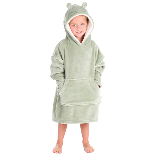 Infant Kids Bear Ears Sage Blanket Hoodie