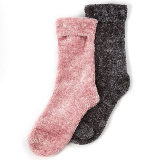 Ladies Chenille Pink Bed Socks 