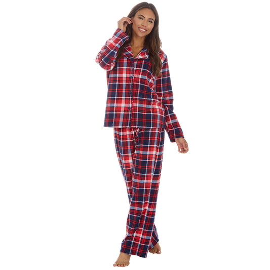 Ladies Red Check Microfleece Pyjama Set