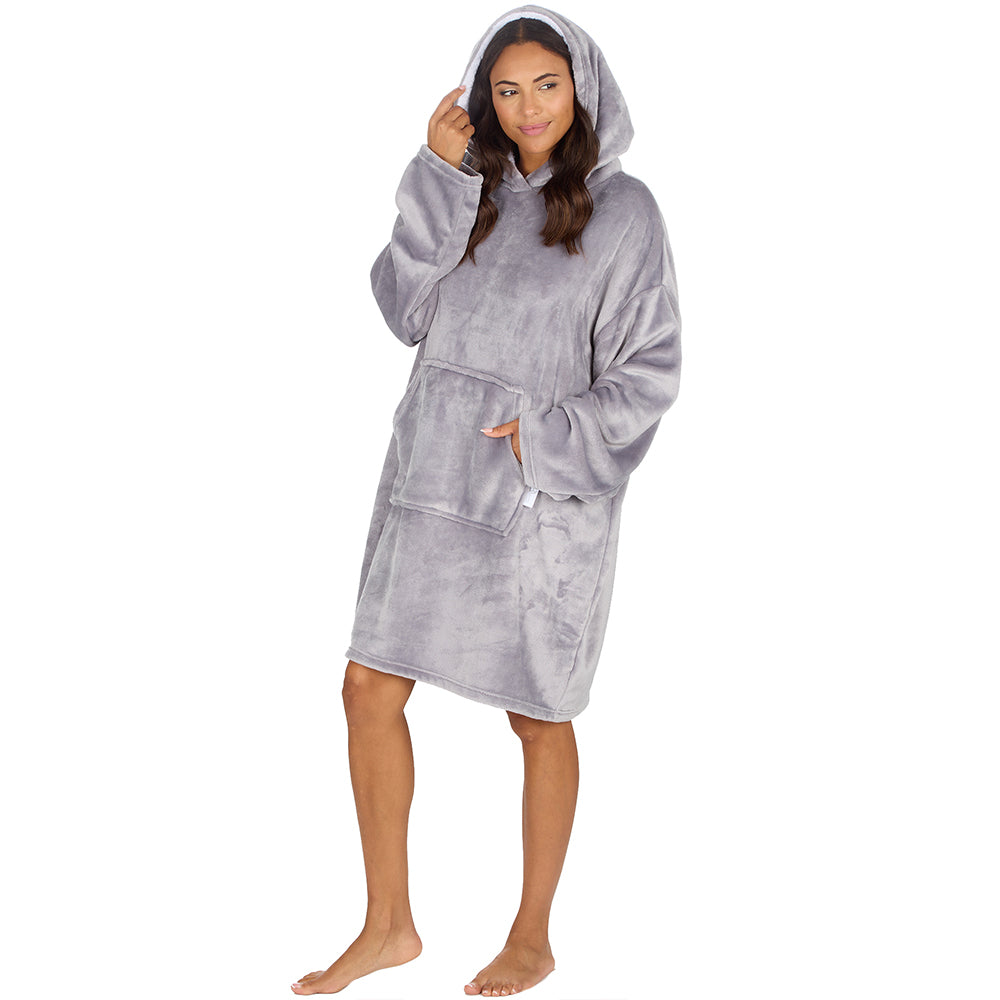 Ladies Shimmer Silver Blanket Hoodie