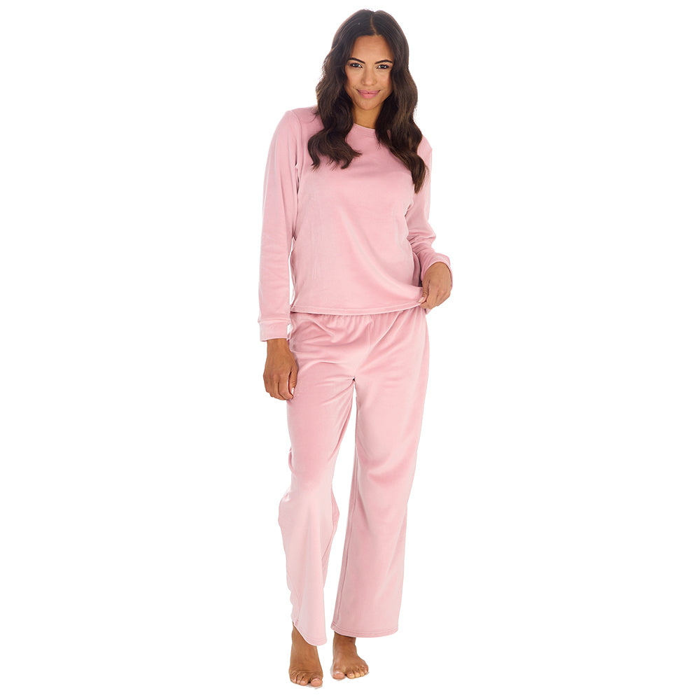 Ladies Pink Shimmer Fleece Pyjama Set