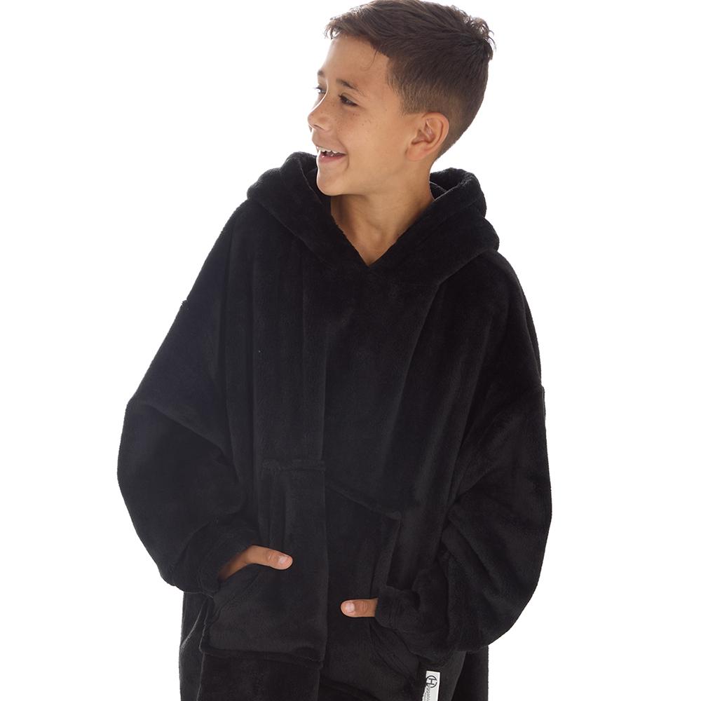 Boys Black Coral Fleece Blanket Hoodie