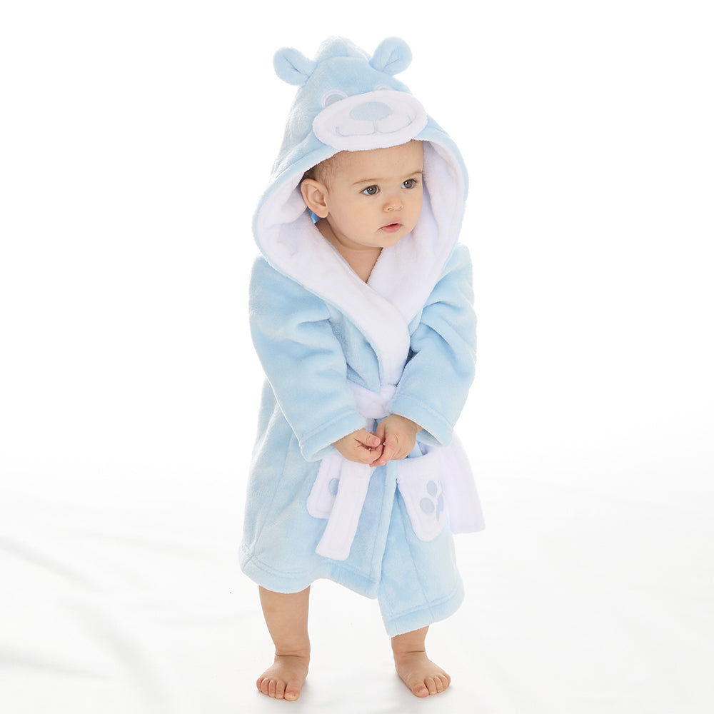 Baby Blue Teddy Bear Fleece Dressing Gown