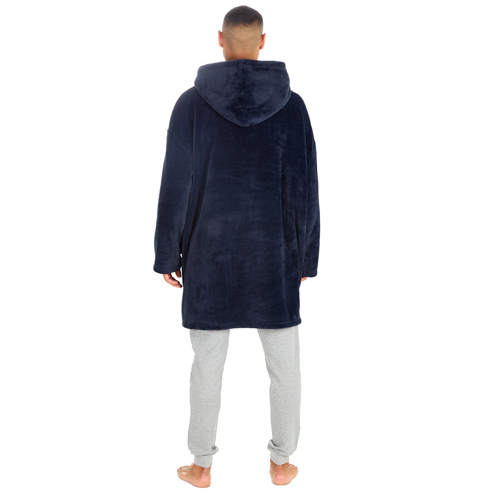 Mens Navy Coral Fleece Blanket Hoodie