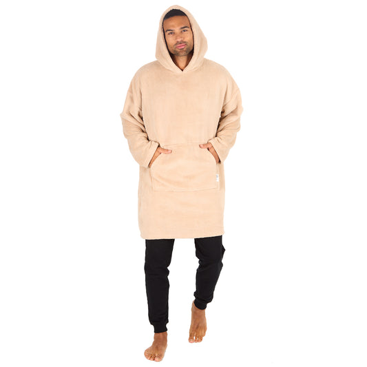 Mens Toffee Coral Fleece Blanket Hoodie