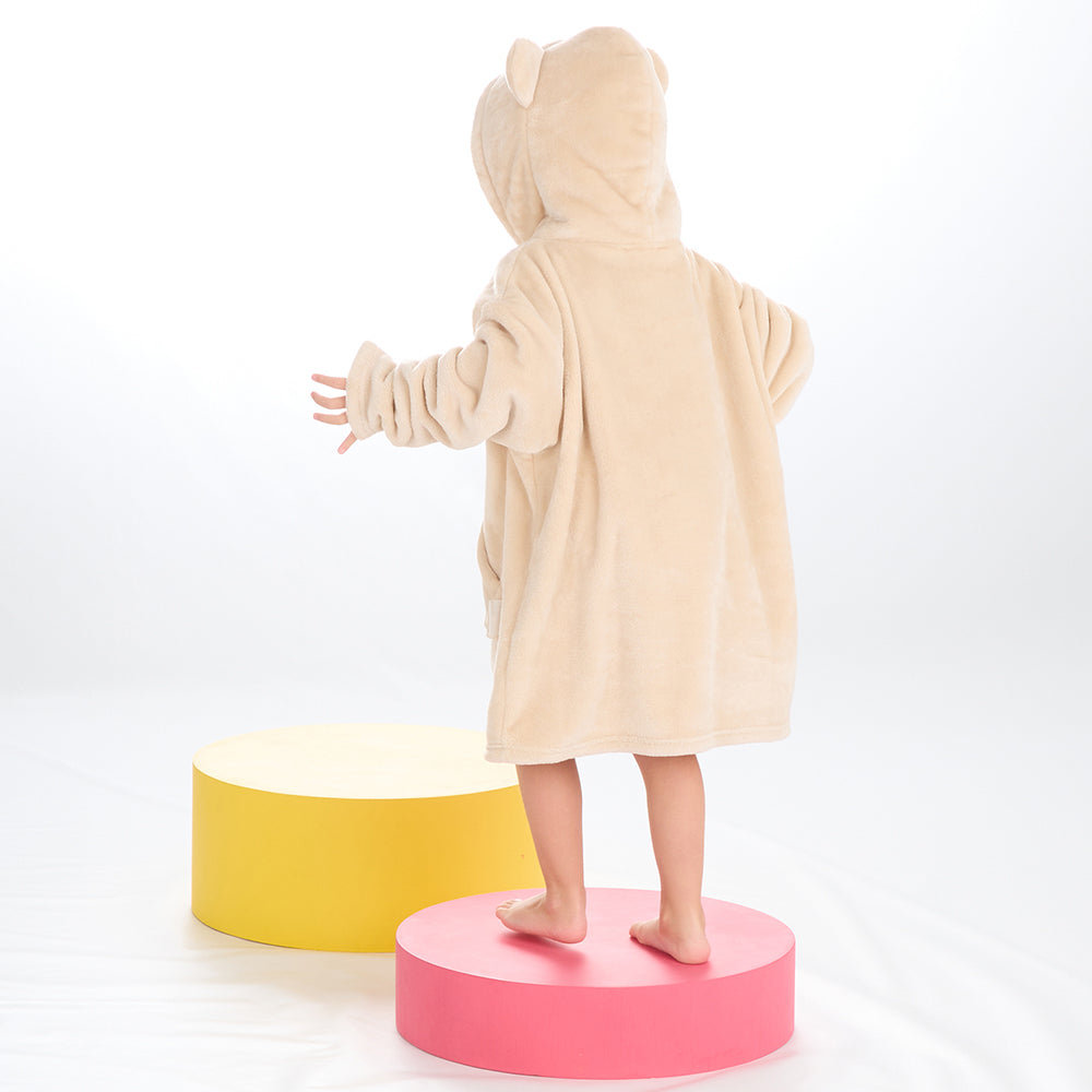 Infant Kids Teddy Bear Mini Blanket Hoodie