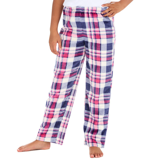 Girls Blue Check Fleece Pyjama Set