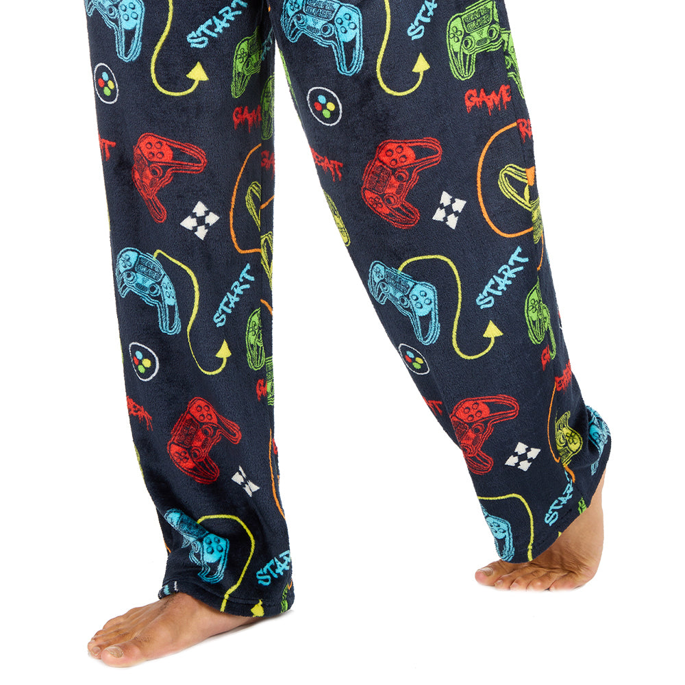 Mens Gamer Navy Fleece Pyjama Bottoms