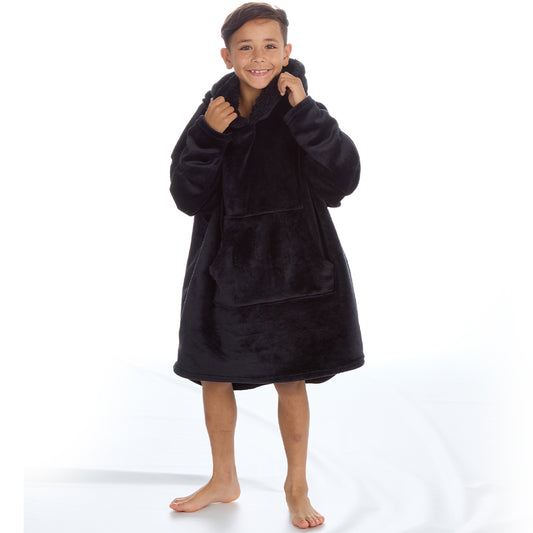 Boys Plain Black Blanket Hoodie