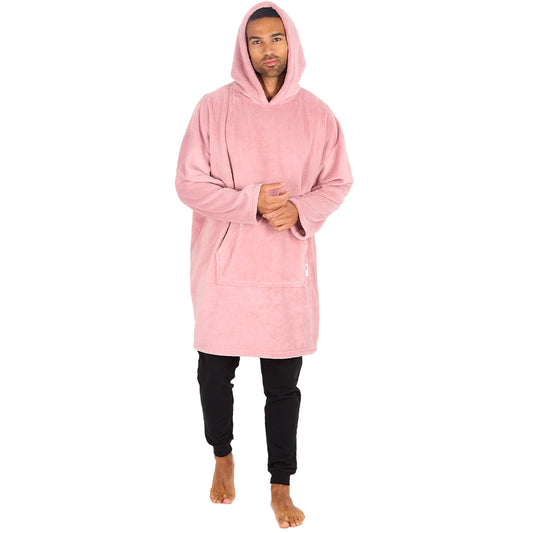 Mens Blush Coral Fleece Blanket Hoodie