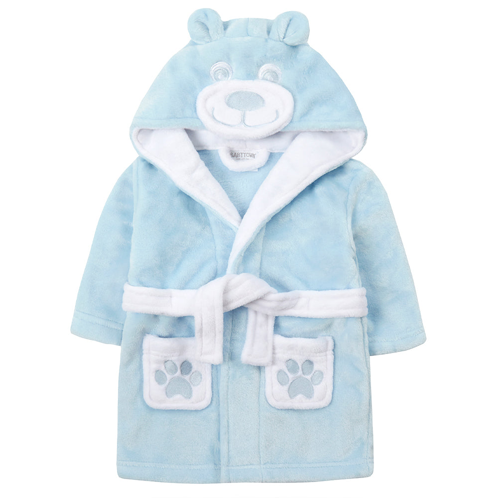 Baby Blue Teddy Bear Fleece Dressing Gown