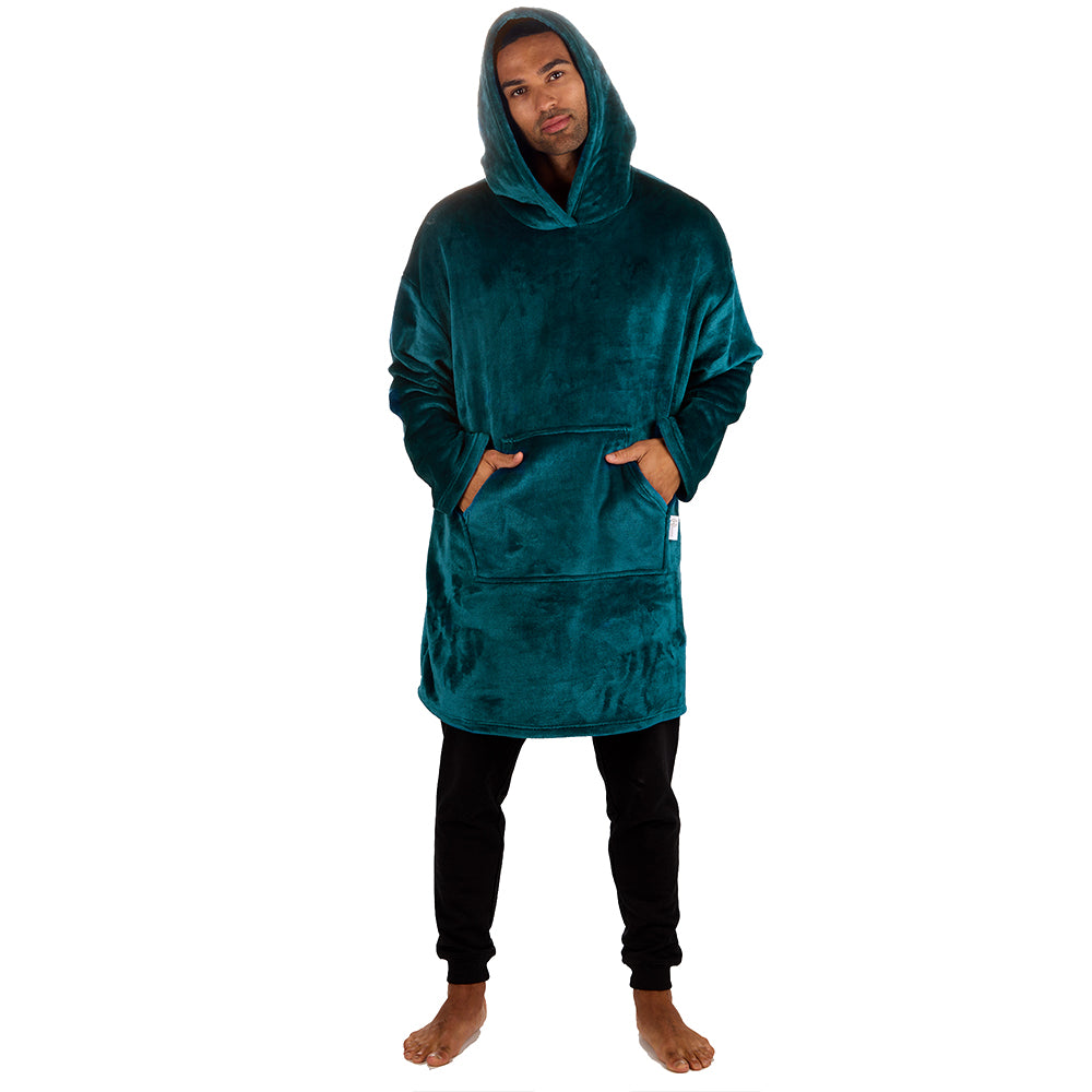 Mens Shimmer Teal Blanket Hoodie