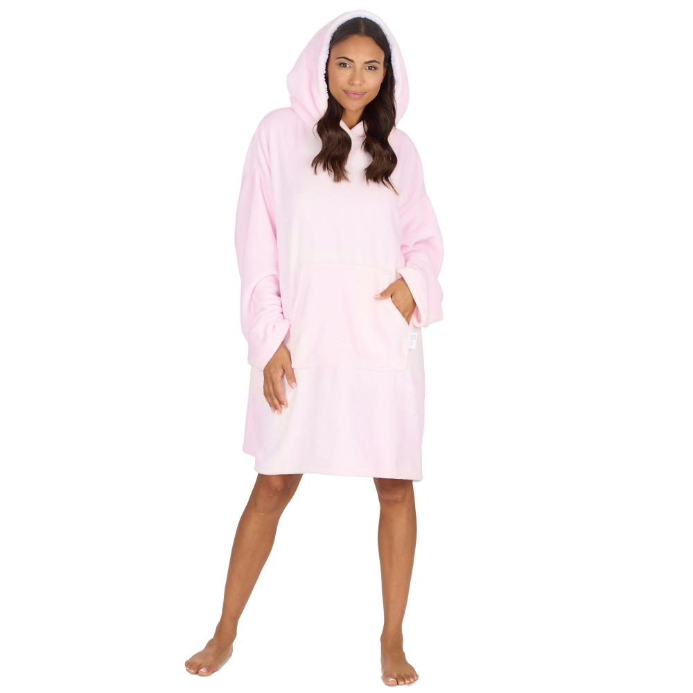 Ladies Shimmer Pink Blanket Hoodie