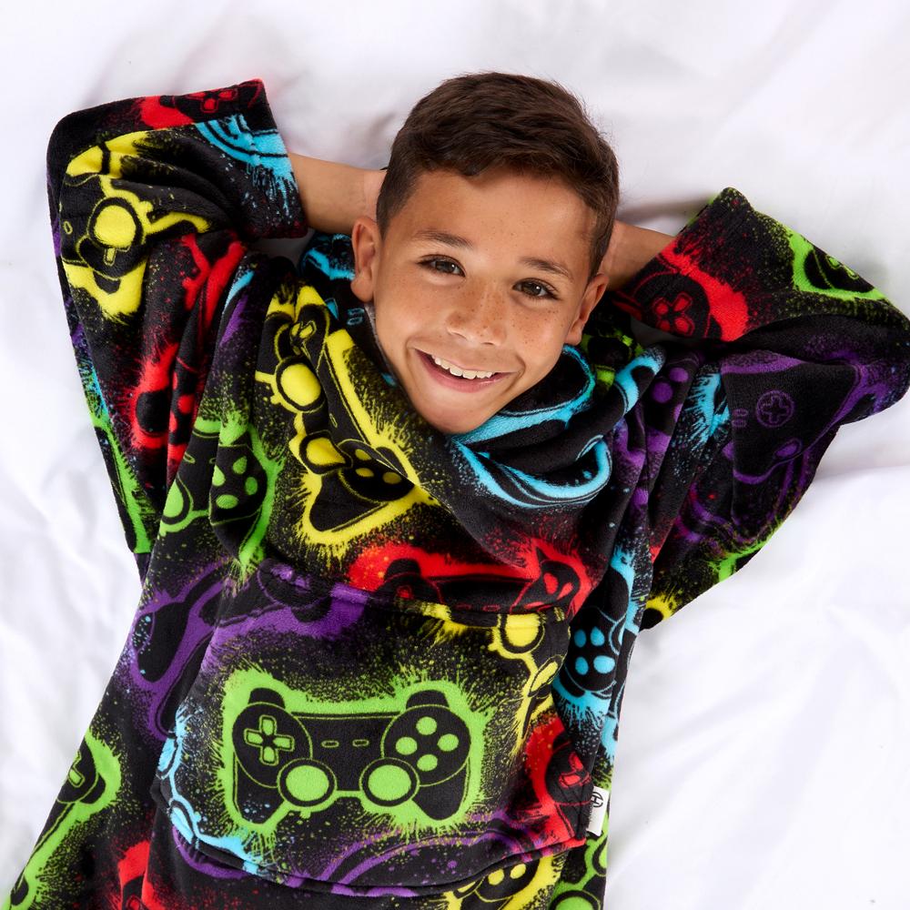 Boys Gaming Black Blanket Hoodie