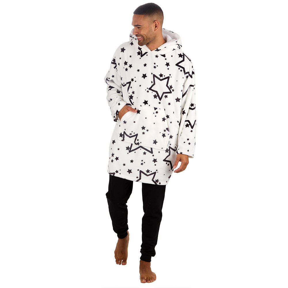 Mens Stars White Blanket Hoodie