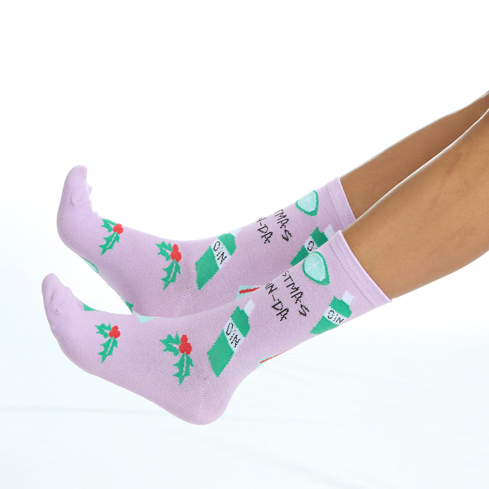 Ladies Christmas Gin-Da Cotton Socks