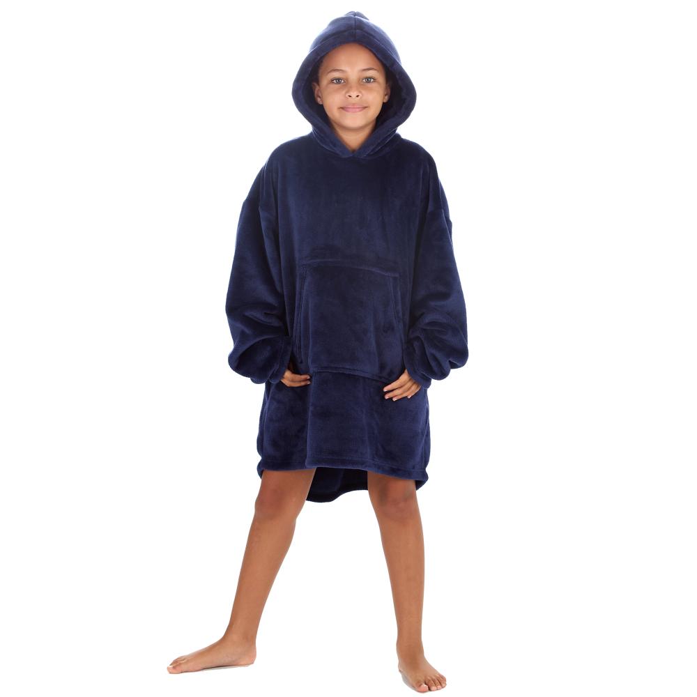 Girls Midnight Blue Plain Blanket Hoodie