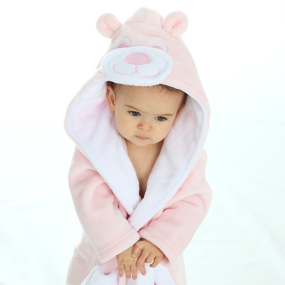 Baby Pink Teddy Bear Fleece Dressing Gown