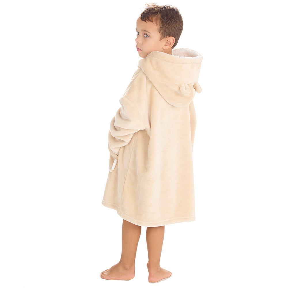 Infant Kids Bear Ears Toffee Blanket Hoodie