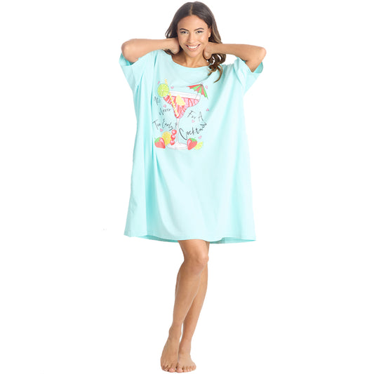 Ladies Cocktail Mint Oversize Sleep Tee