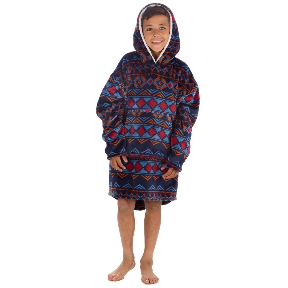 Boys Aztec Navy Blanket Hoodie