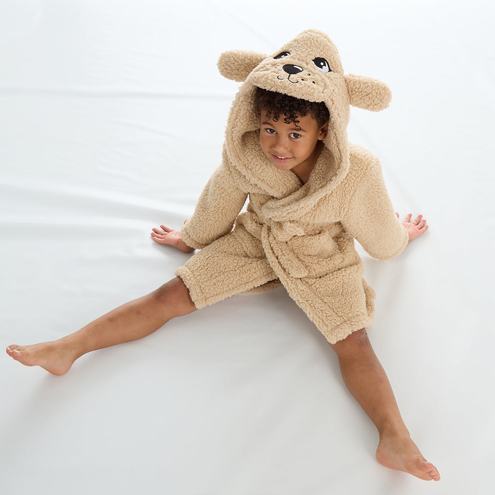 Infant Kids Puppy Sherpa Fleece Dressing Gown