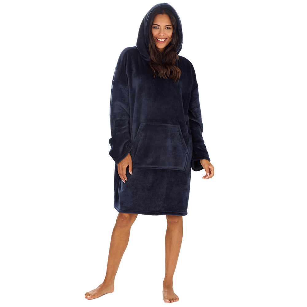 Ladies Stone Blue Plain Blanket Hoodie