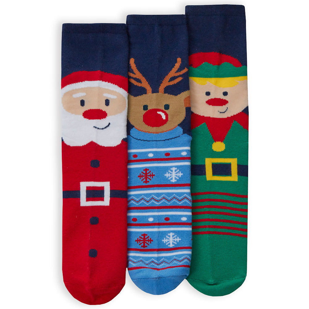 Ladies 3 Pairs Christmas Characters Cotton Socks