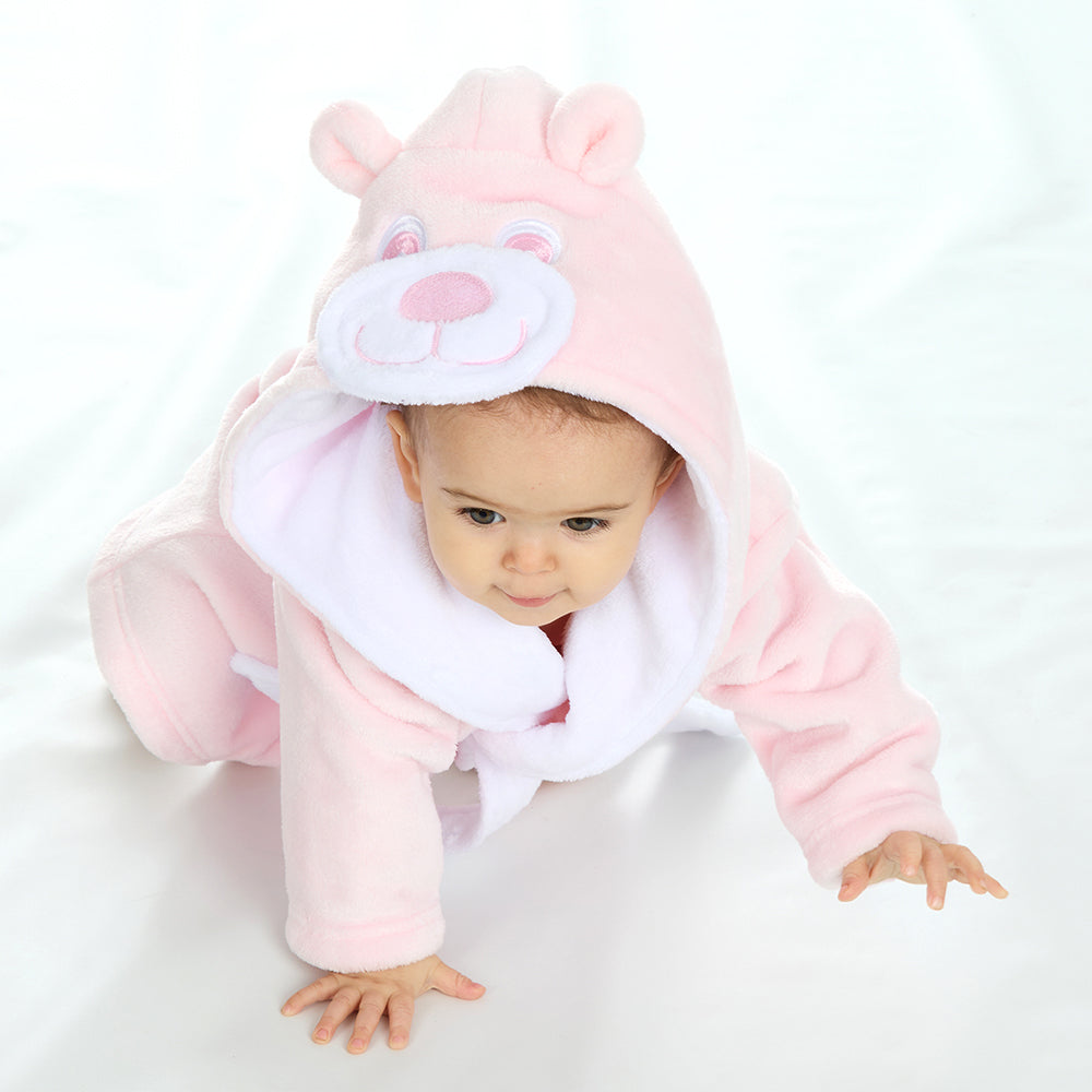 Baby Pink Teddy Bear Fleece Dressing Gown