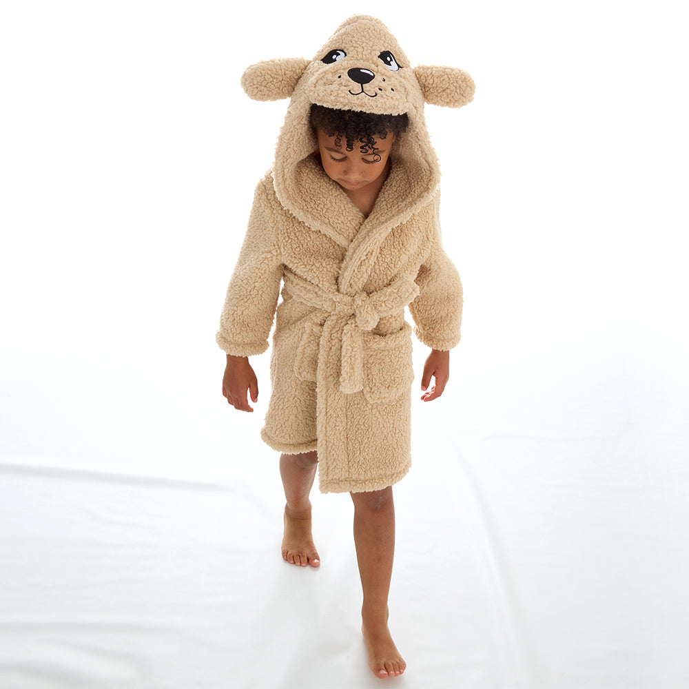 Infant Kids Puppy Sherpa Fleece Dressing Gown