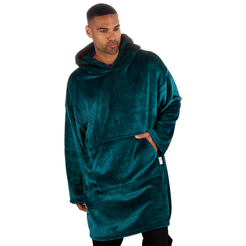 Mens Shimmer Teal Blanket Hoodie