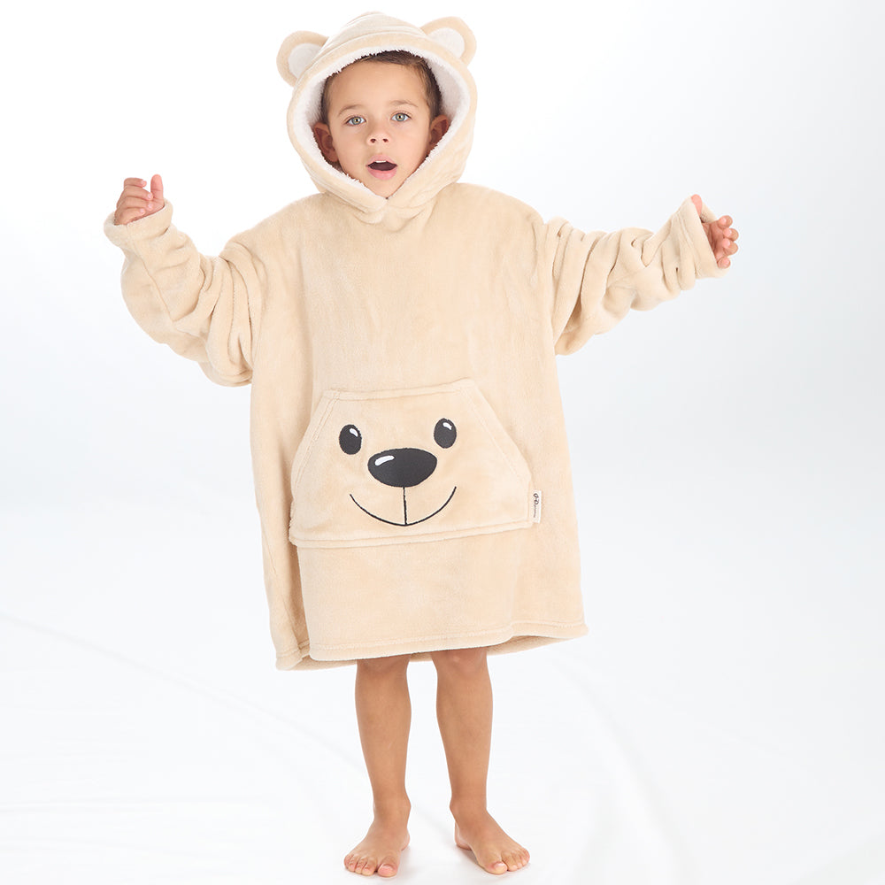 Infant Kids Teddy Bear Mini Blanket Hoodie