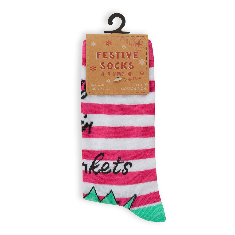 Ladies Christmas Pugs Cotton Socks