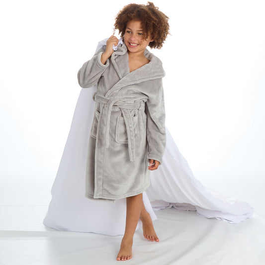 Girls Plain Grey Dressing Gown