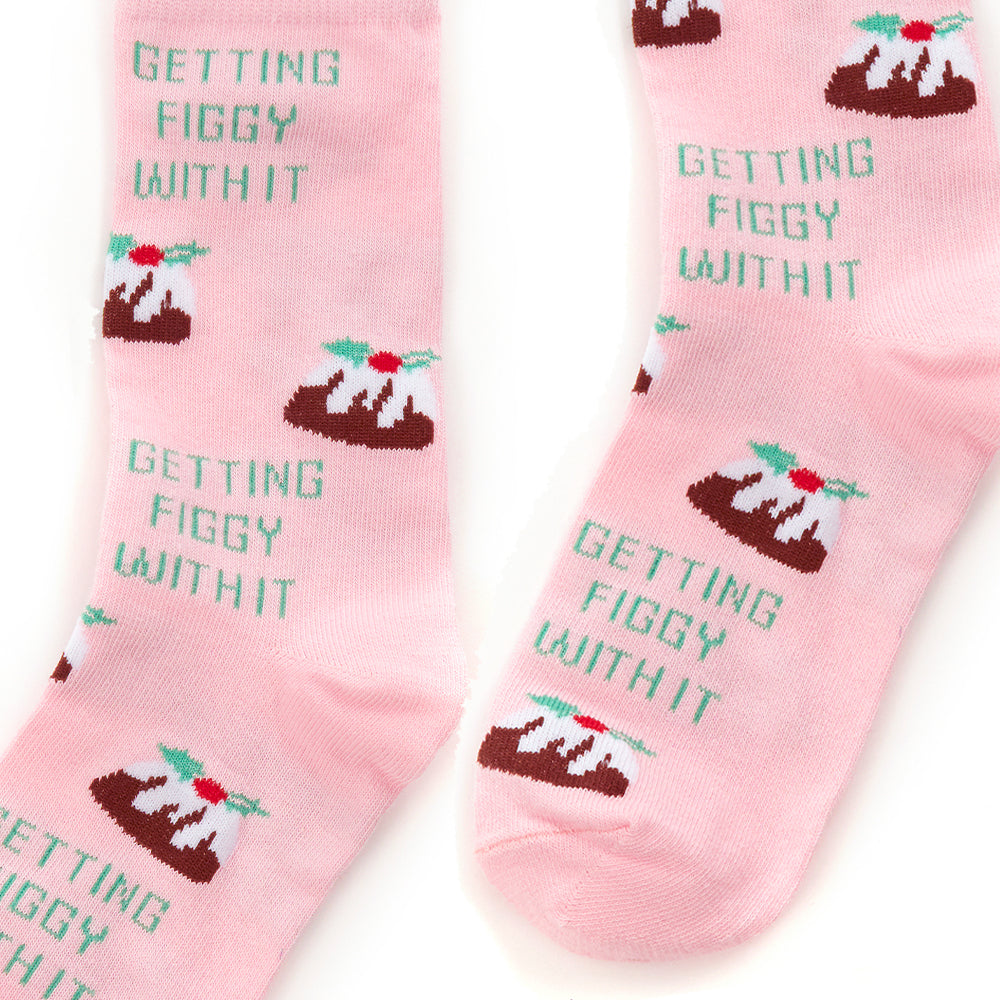 Ladies Christmas Pudding Cotton Socks