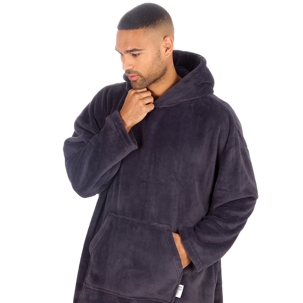 Mens Charcoal Coral Fleece Blanket Hoodie