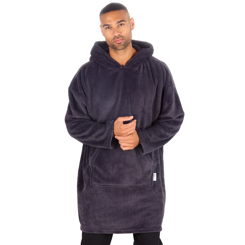 Mens Charcoal Coral Fleece Blanket Hoodie