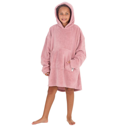 Girls Blush Coral Fleece Blanket Hoodie