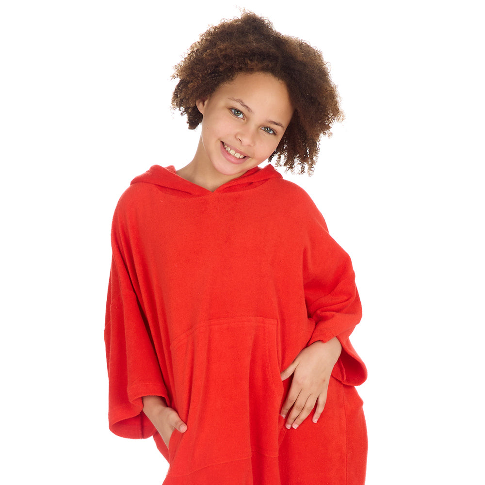 Kids Red Towel Poncho