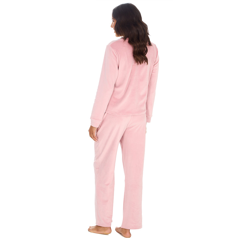 Ladies Pink Shimmer Fleece Pyjama Set