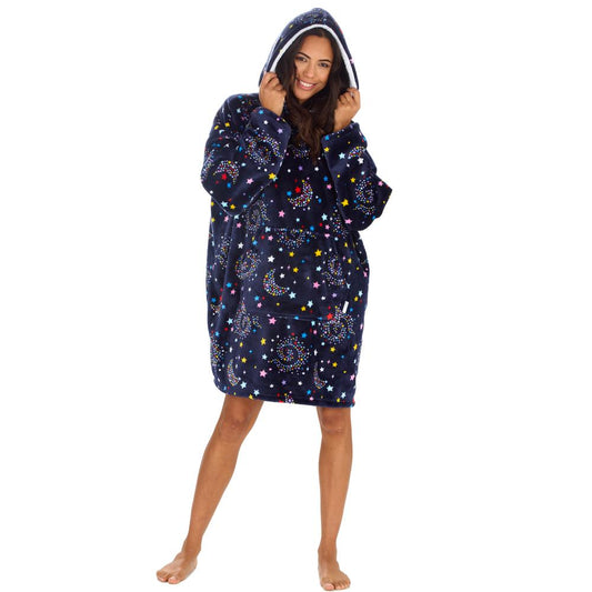 Ladies Galaxy Navy Blanket Hoodie