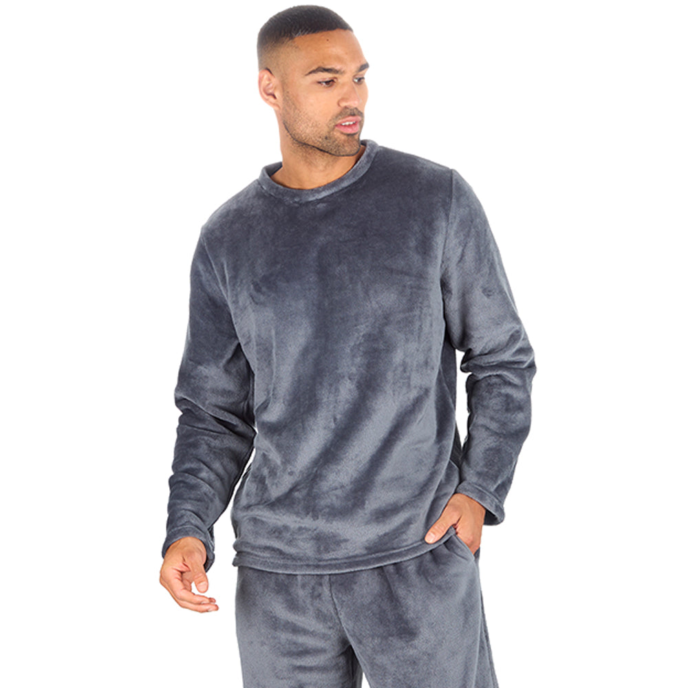 Mens Shimmer Silver Fleece Lounge Set