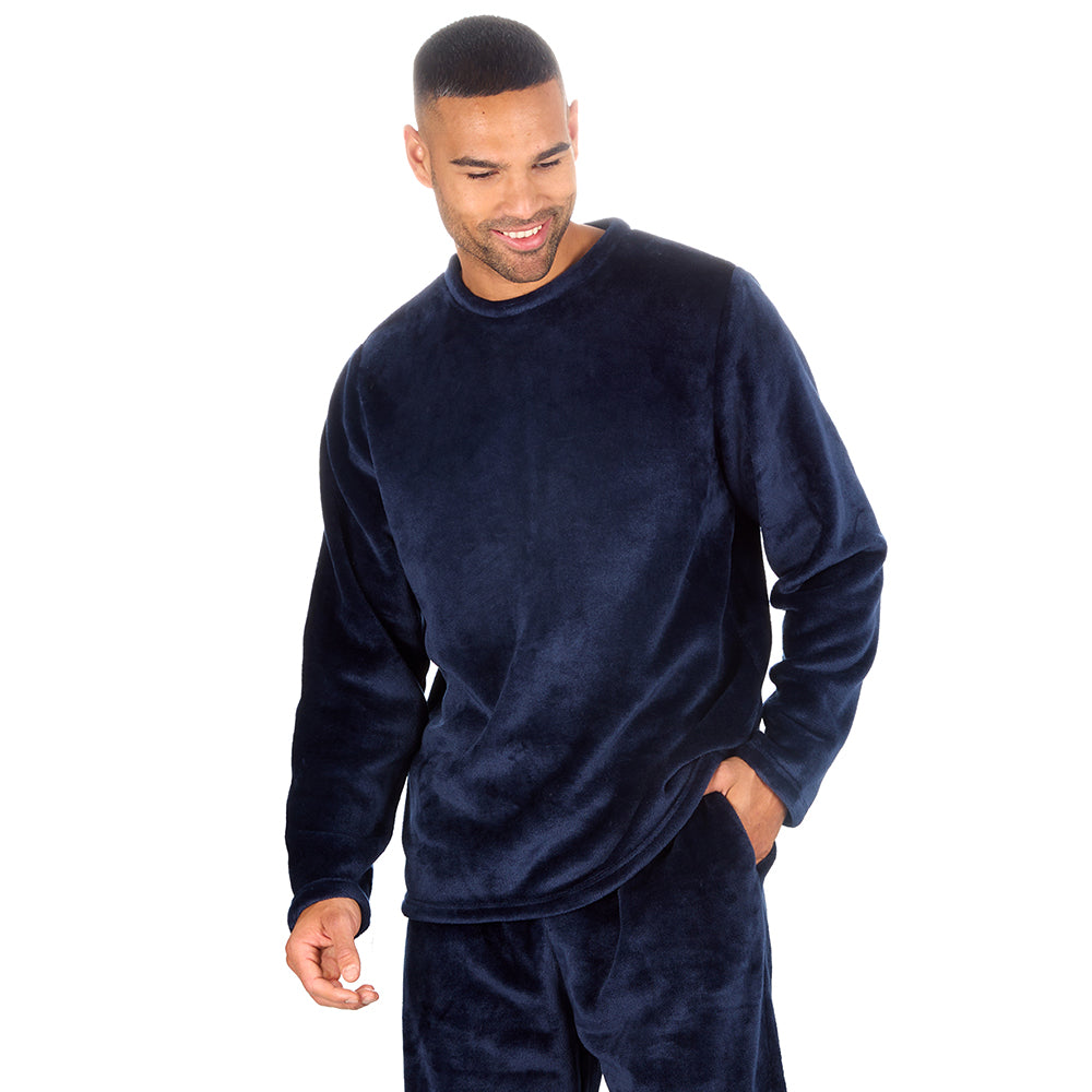 Mens Shimmer Navy Fleece Lounge Set