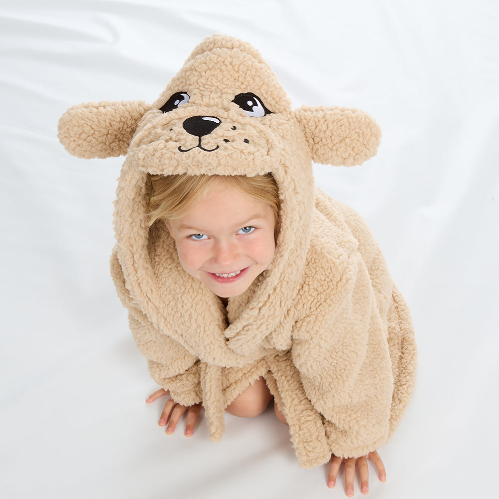 Infant Kids Puppy Sherpa Fleece Dressing Gown